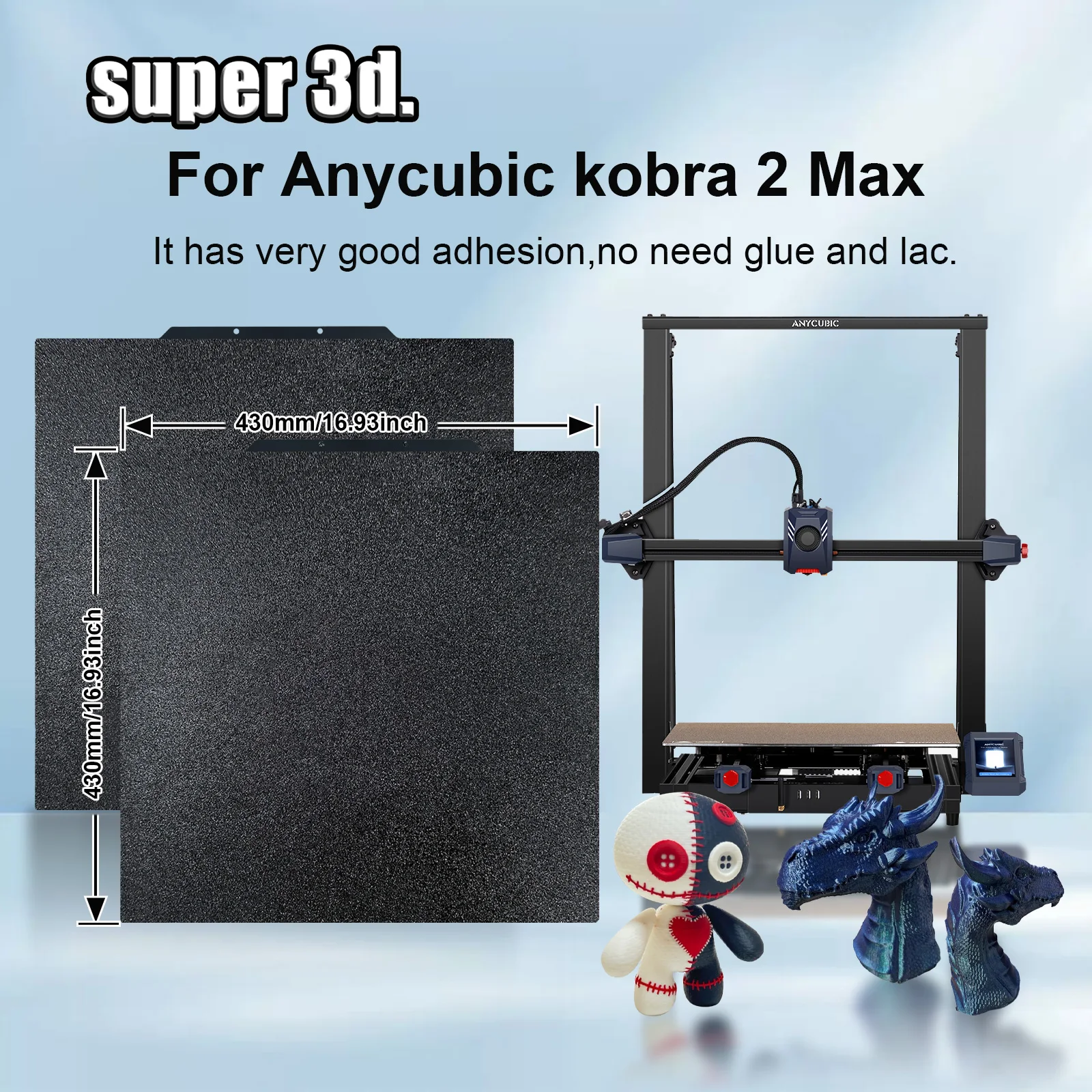 Placas de construcción para Elegoo Neptune 4 Max, 430x430 PEO PET PEI, placa de cama mejorada para Anycubic kobra 2 Max, accesorios, placa de construcción para cama - imagen 5