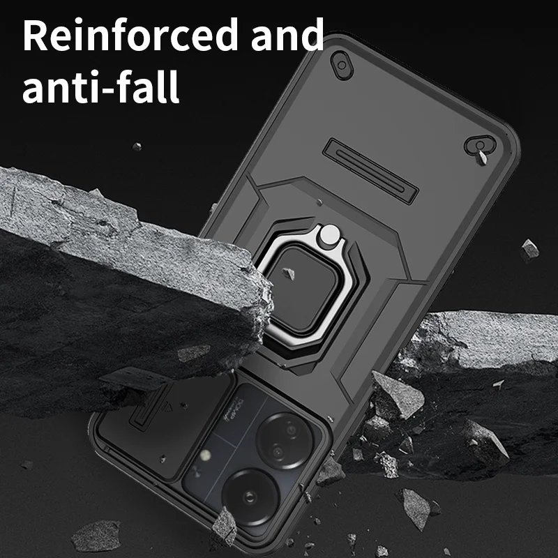 Funda a prueba de golpes para Xiaomi Redmi 13 4G Redmi 13C 5G, funda protectora con anillo, soporte magnético - imagen 5