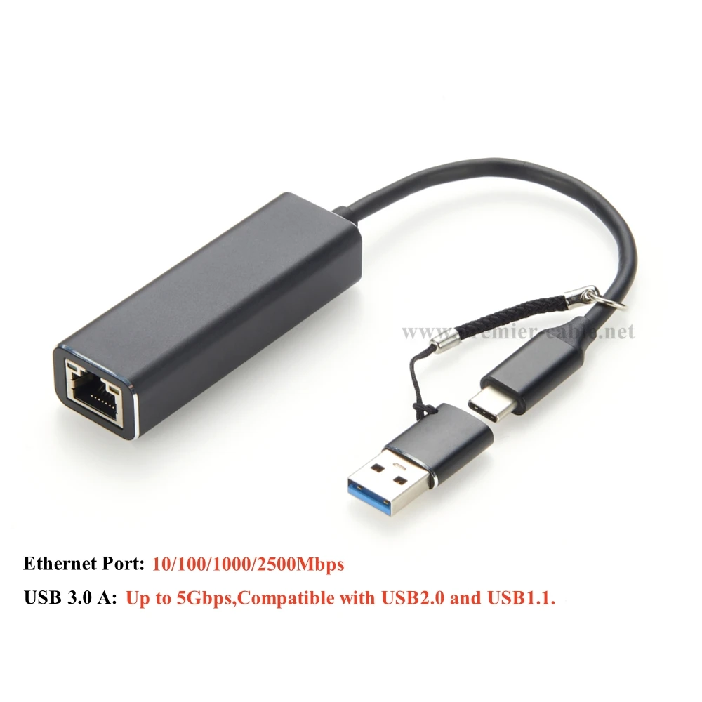 Adaptador Ethernet USB 3,0 USB C a RJ45 de 2,5 Gbps, adaptador de red LAN Ethernet tipo C a 2500Mbps enchufable para PC, portátil, ventana, Mac - imagen 2