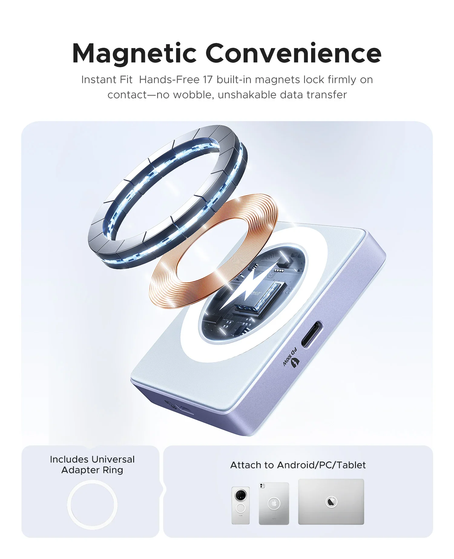 Carcasa ORICO SSD M.2, carcasa NVMe magnética tipo c, lector de tarjetas TF/SD PD 100W, caja de disco duro para 2230 2242 ssd para iPhone 17 - imagen 5