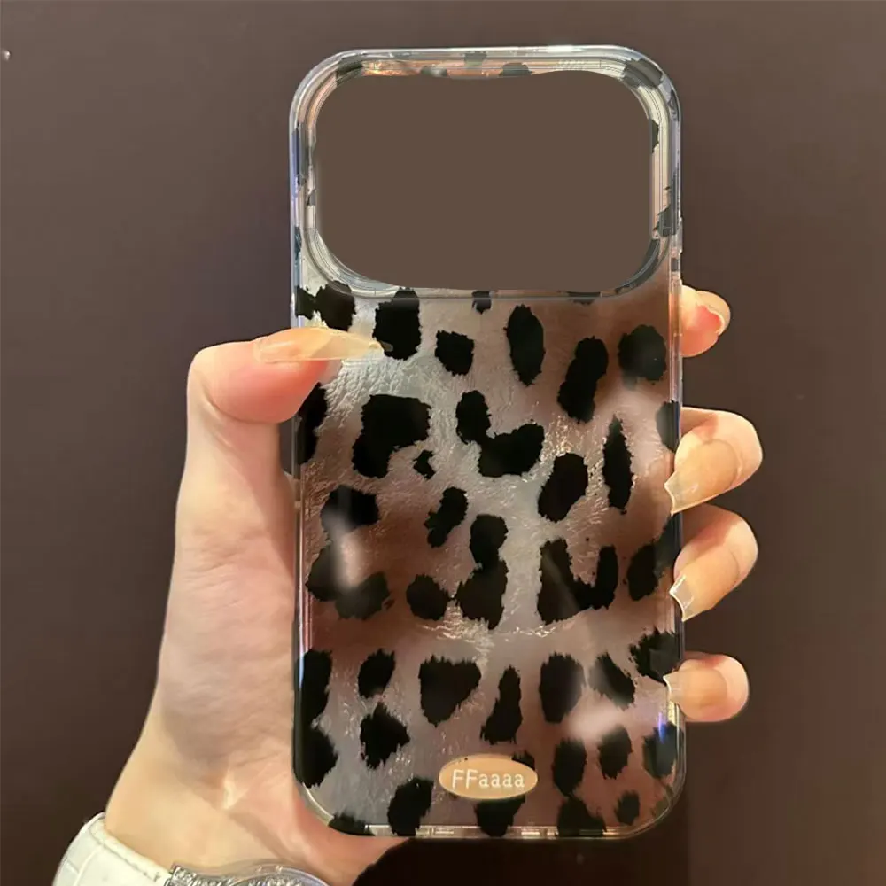 Funda de teléfono INS con estampado de leopardo negro para iphone 17 Air 16 15 14 13 11 12 Pro Max 7 8 Plus X XS XR SE 2022 2020 16e - imagen 2