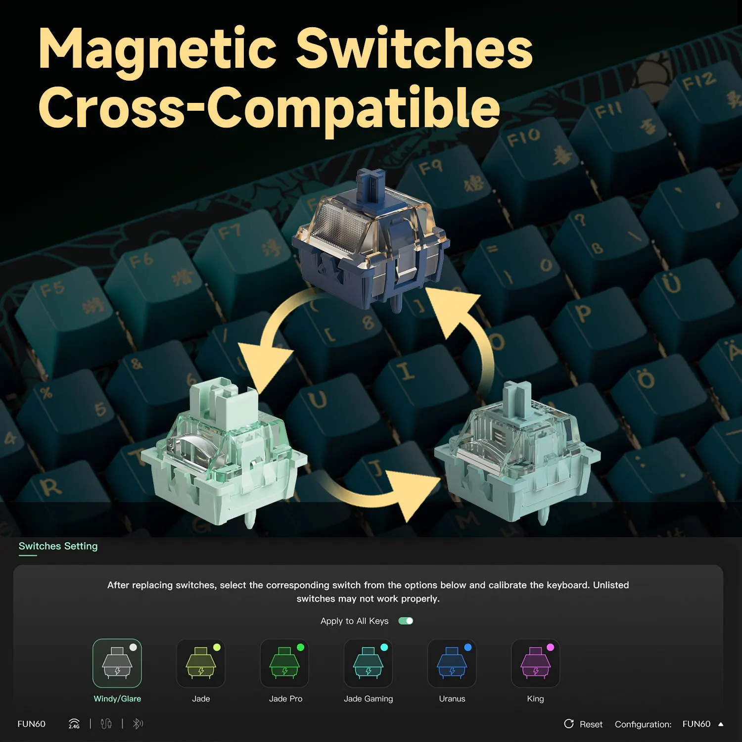 Akko MOD007 HE Año del Dragón Teclado mecánico de disparo rápido RGB 75% interruptor magnético 8K tasa de orolling RT0.01mm teclado para juegos - imagen 3