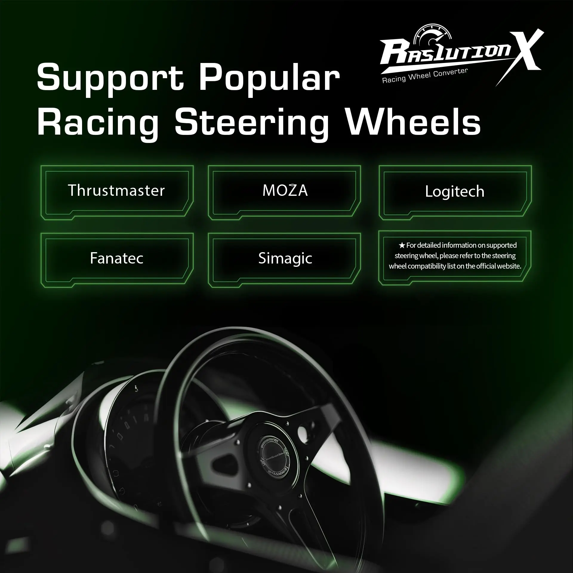 Brook Ras1ution X - Converter de volante de carreras compatible con comentarios de fuerza y control de aplicaciones, Xbox 1, para Xbox 360 60+ Volantes - imagen 4