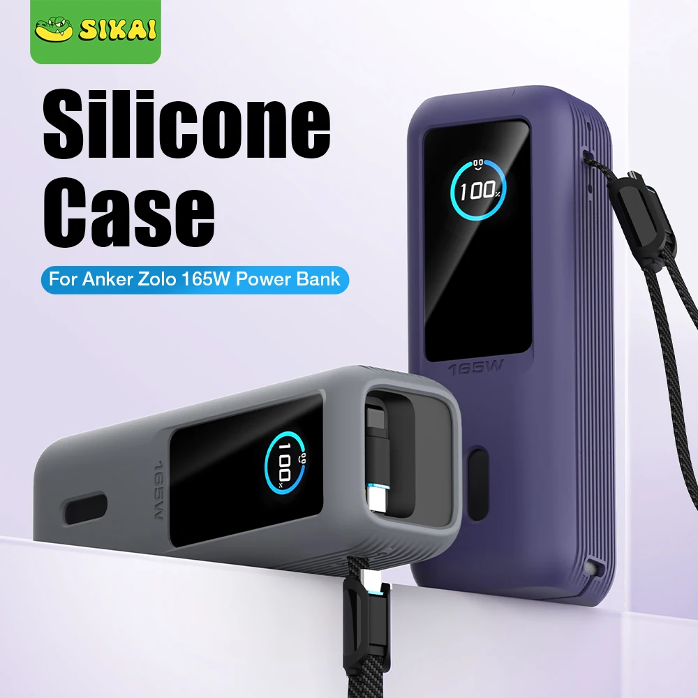 Funda protectora para cargador portátil, funda de silicona, Estuche de transporte de viaje, bolsa de almacenamiento TF/SIM para Anker Zolo 25000mAh 165W Power Bank - imagen 2