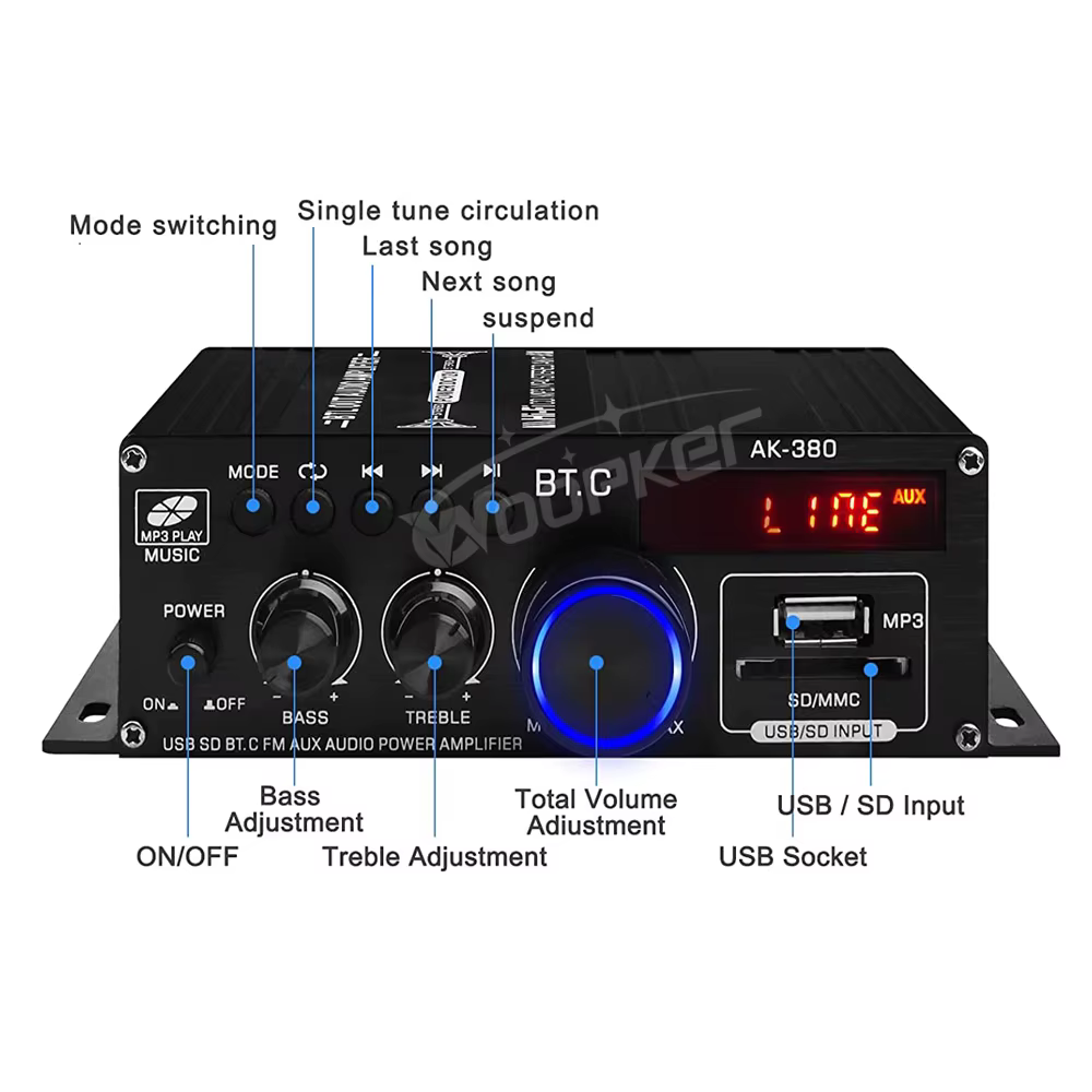 Amplificador Bluetooth HIFI 2.0 para Coche y Hogar 12V - imagen 2