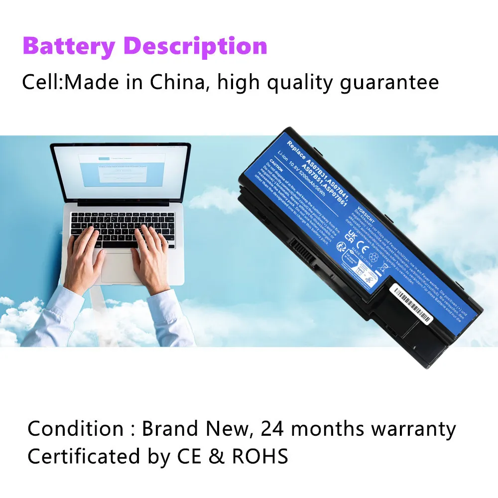 AK.006BT.019 AS07B31 AS07B32 AS07B41 AS07B42 batería del ordenador portátil para ACER Aspire 5220 5230 5920G 7720Z 5235 6930G 5315 5520 7735Z - imagen 2