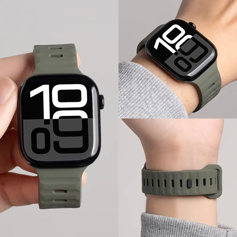 Correa para Apple Watch band 46MM 42MM Ultra 49mm 45-41mm 40mm 44mm pulsera deportiva transpirable de silicona iWatch Series 10 8 7 6 SE 5