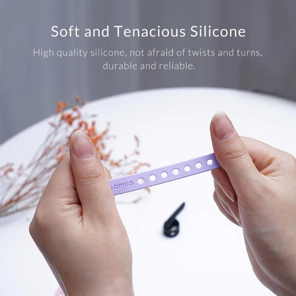 ORICO-organizador de almacenamiento de cables, arnés de silicona, Cable de datos, bobinado, bridas de silicona, organizador de cables ajustable (SG-RH5) - imagen 5