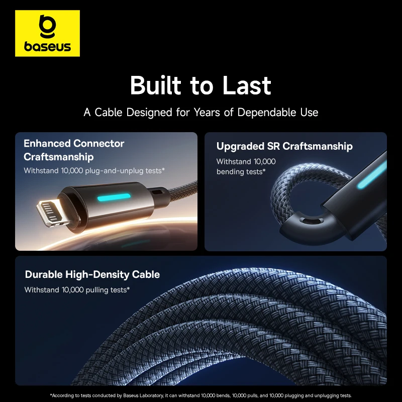 Baseus PD 20W Cable USB C de carga rápida para iPhone 14 13 12 11 Pro Max Cable para iPhone Cable cargador para iPad - imagen 5