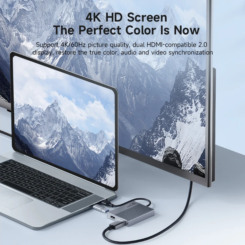 Hagibis-Adaptador de pantalla 4K USB-C/USB 3,0 a HDMI Dual, Compatible con Apple M1 M2, Windows Mac, DisplayLink, Chip DL6950 - imagen 5