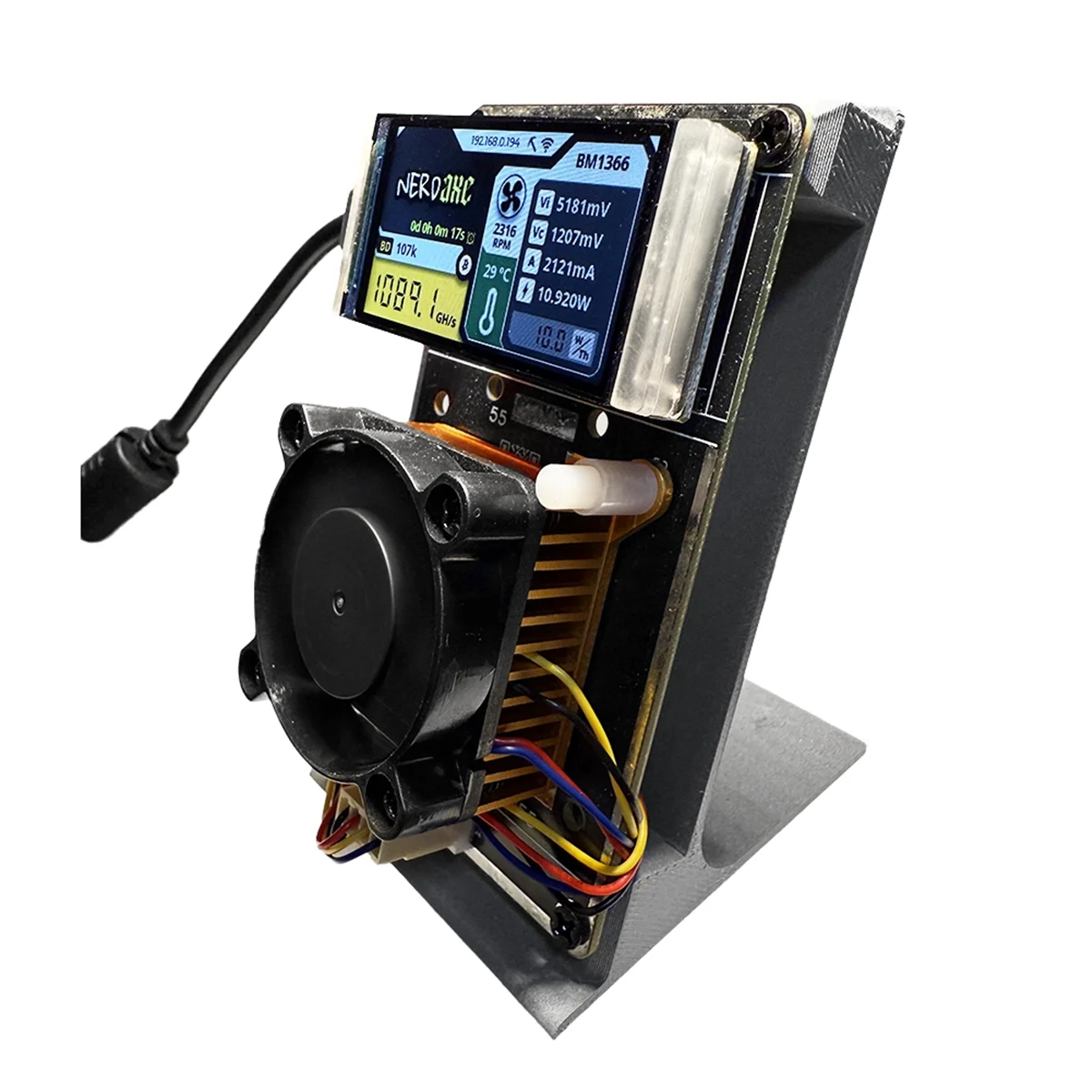 SuperDeals NerdAxe NerdMiner Miner Vertical 500Gh/S BM1366 Chip ASIC Unión BTC Miner Bitaxe Lotería Miner de minería Enchufe de la UE - imagen 5