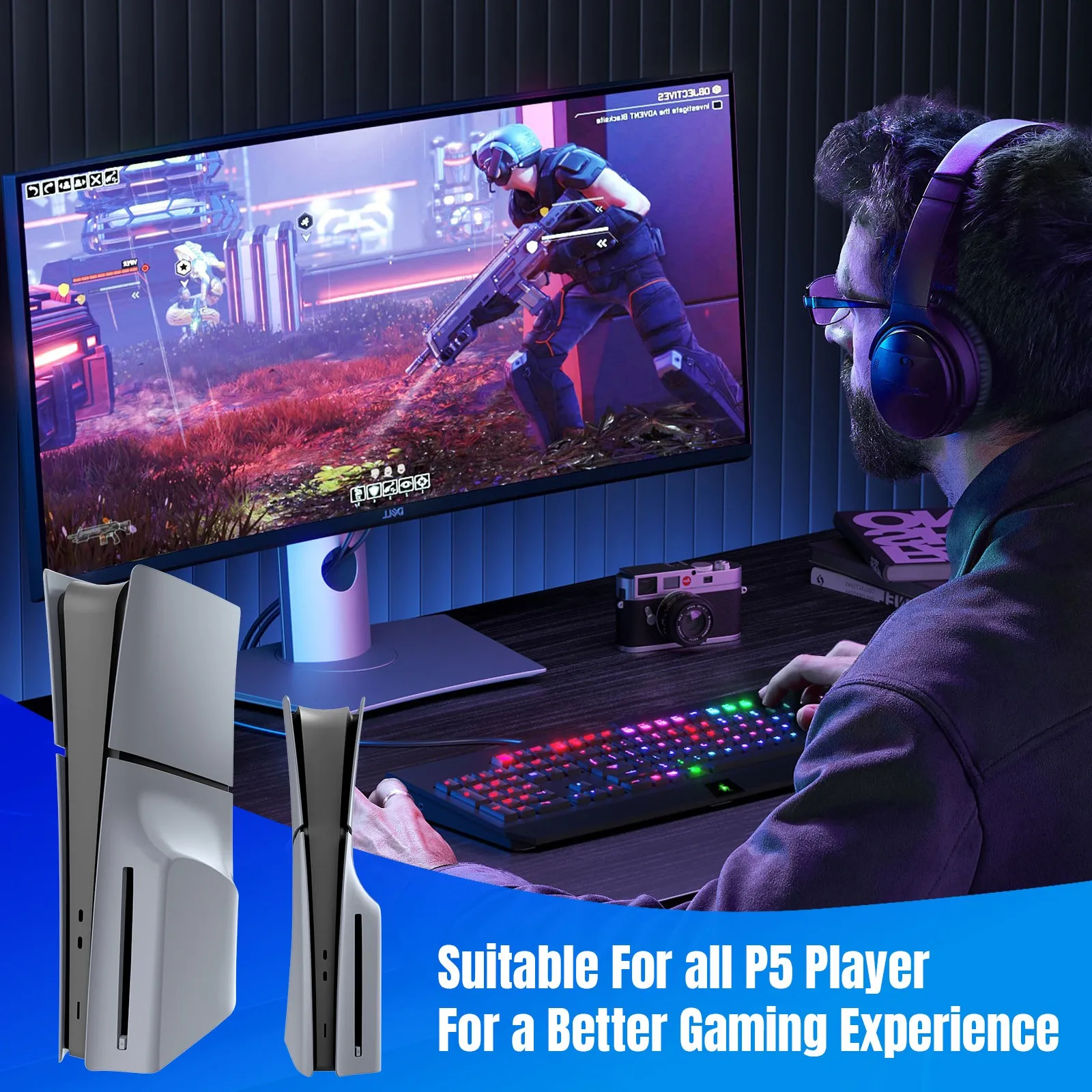 Funda rígida ABS de primera calidad limitada para 30 ° aniversario, placa frontal de repuesto con piel de logotipo y paneles adhesivos 30 para consola PS5 Slim - imagen 5