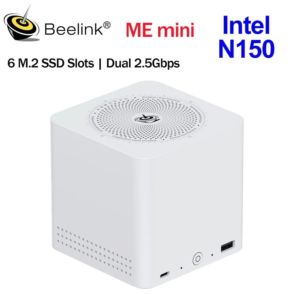 2025 Beelink ME Mini Intel Twin Lake N150 LPDDR5 4800MHz 16GB RAM 1T SSD WiFi6 4K Dual Lan almacenamiento de red doméstica nas mini host