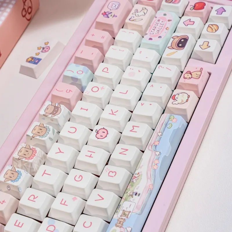 Stardew Valley tema Keycap Cherry perfil Keycaps Original dibujos animados personalizado Rosa PBT Keycap MX Switch tapas de teclado mecánico - imagen 4