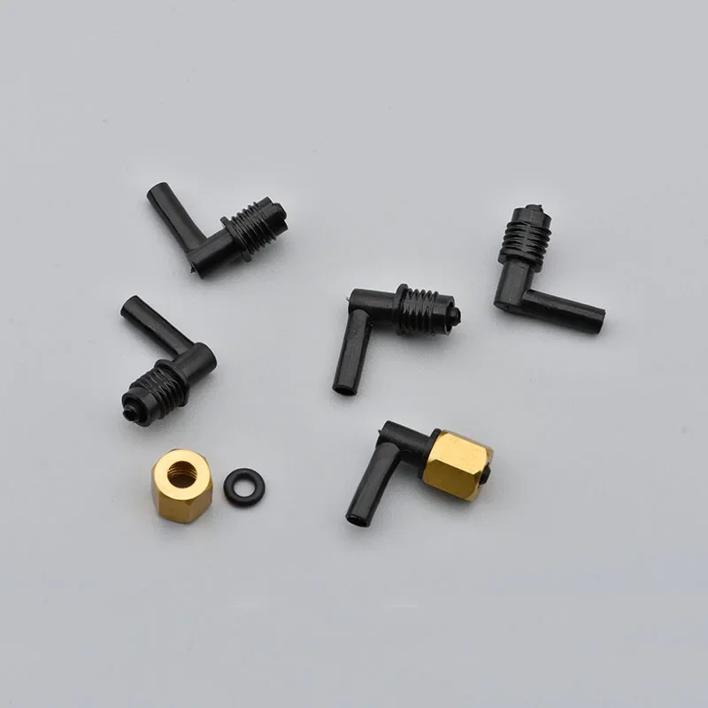 Conector de amortiguador de tinta para impresora Digital DX5, accesorios de tubo de tinta de plástico en forma de L con tuerca de cobre, 4 Uds. - imagen 4