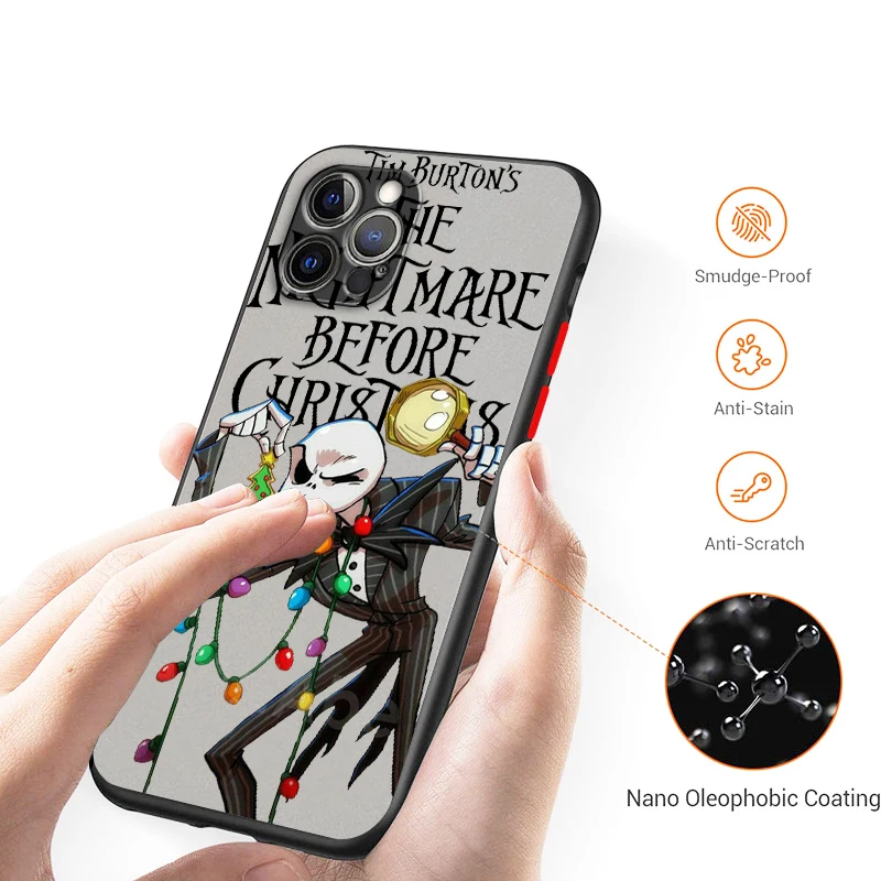 Pesadilla antes de Navidad arte esmerilado translúcido para Apple iPhone 15 14 13 12 11 XS XR X 8 7 SE Pro Max Plus Mini suave - imagen 3