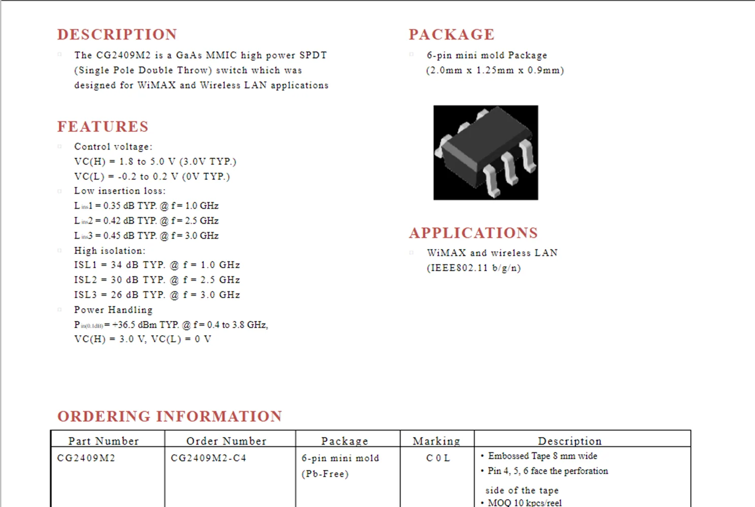 Nuevo original (10 uds) (marcado C0L) SOT-363 interruptor IC - imagen 2
