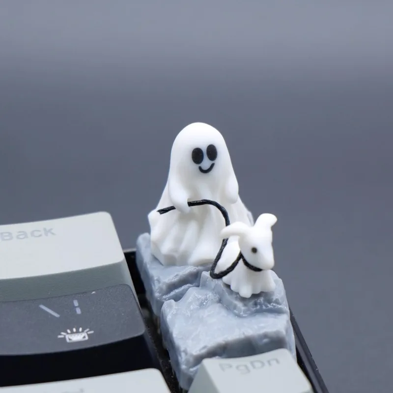 Ghost Artisan-Tapa de teclado personalizada, accesorio de resina, hecho a mano, para teclado mecánico, Cherry MX