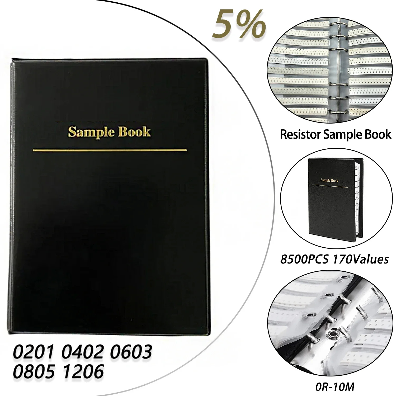Kit de resistencias de Chip SMD, libro de muestras, 170 tipos, 0201, 0402, 0603, 0805, 1206, 5%, 8500, 0R-10M, piezas - imagen 2