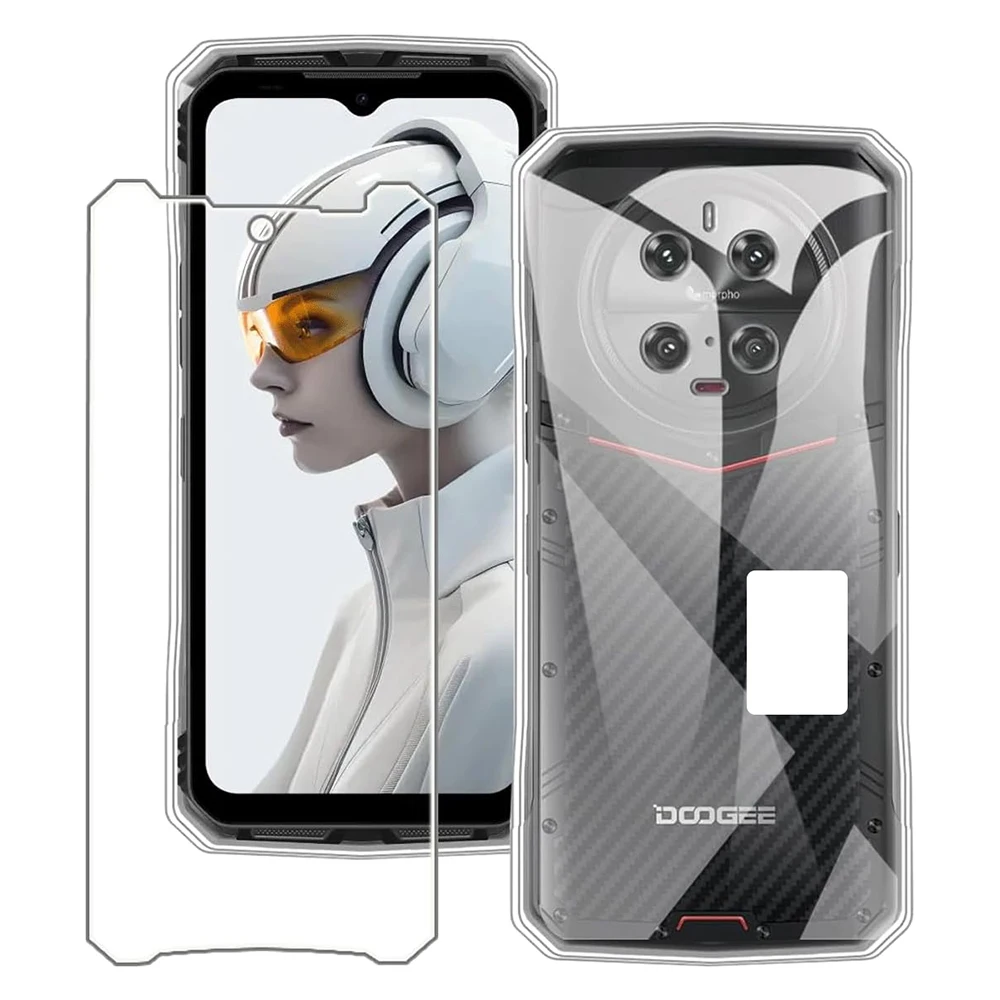 Vidrio templado 2 en 1 para DOOGEE V40 Pro, funda blanda con vidrio templado completo para DOOGEE V40 Pro