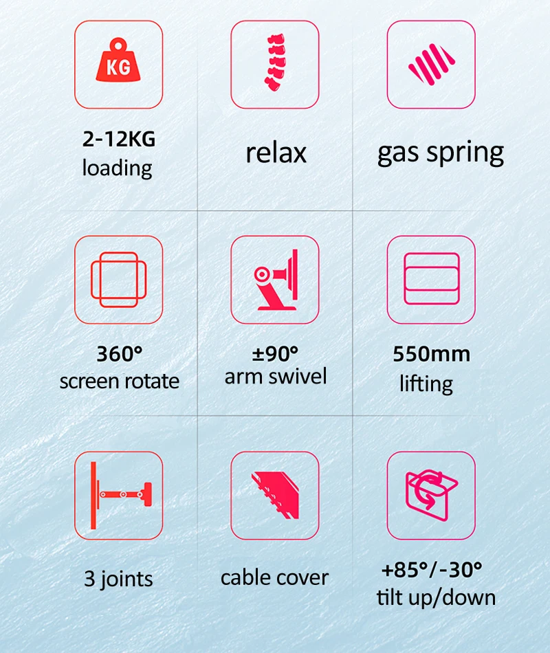 Soporte Monitor H180 - Sistema de gestión de cables
