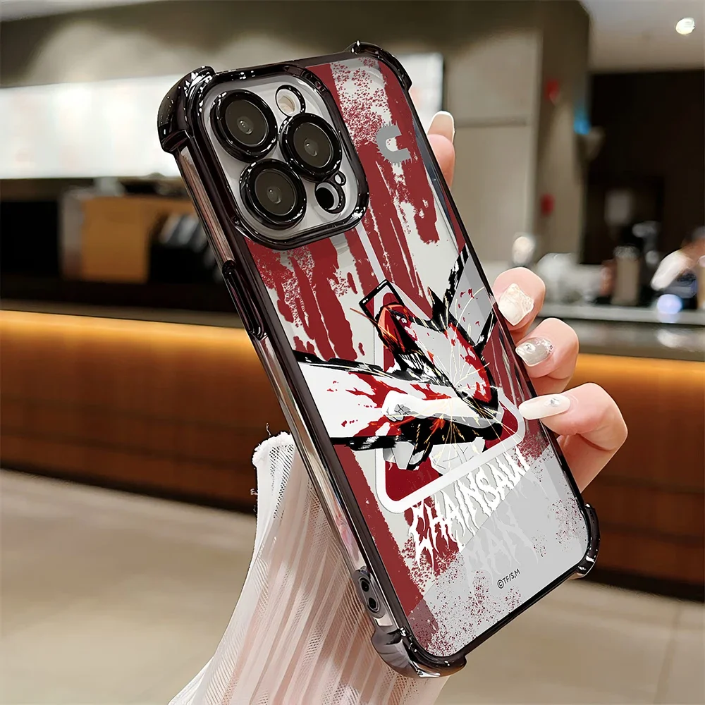 Funda chapada de Anime Chainsaw Man para Samsung S24 S23 S22 S21 S20 FE Note20 Plus Ultra Lite 5G, funda protectora anticaída a prueba de golpes - imagen 4