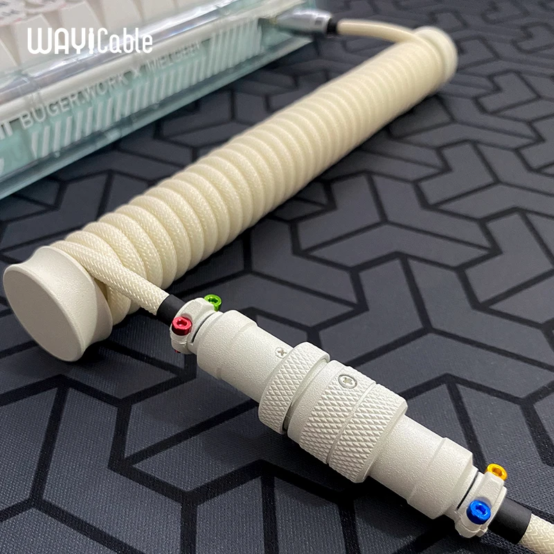 WAYi teclado personalizado Cable enchufable de aviación Cable de datos Color de luz Retro Color a juego tornillo interfaz tipo C Cable de teclado - imagen 3