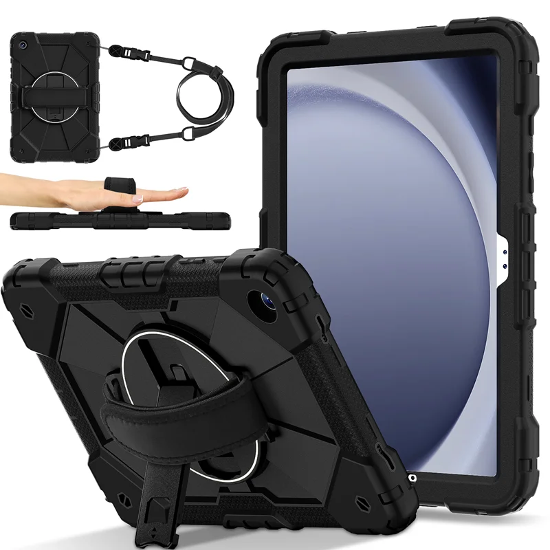 Funda armadura para Samsung Galaxy Tab A11 Plus 11 A9 + Plus 11 A11 8,7 pulgadas rotación mano correa de hombro soporte cubierta a prueba de golpes