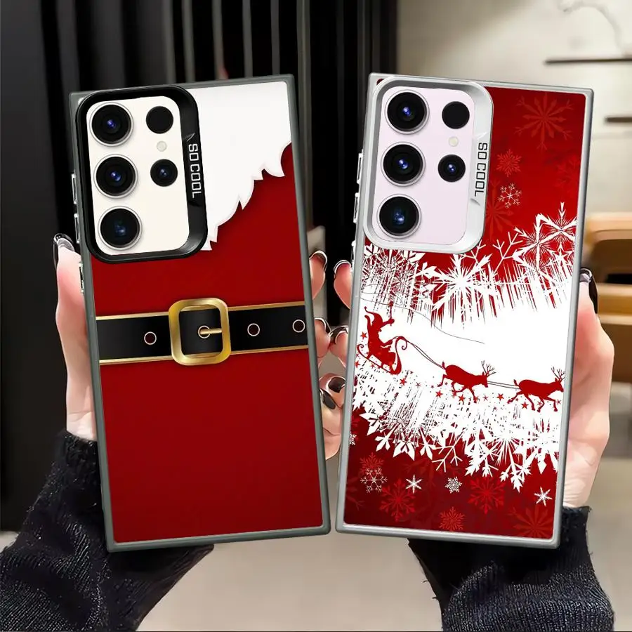 Funda trasera de teléfono para Samsung Galaxy S23 S22 S24 FE Note 20 Ultra S21 S23 S20 Plus S25 Navidad Papá Noel