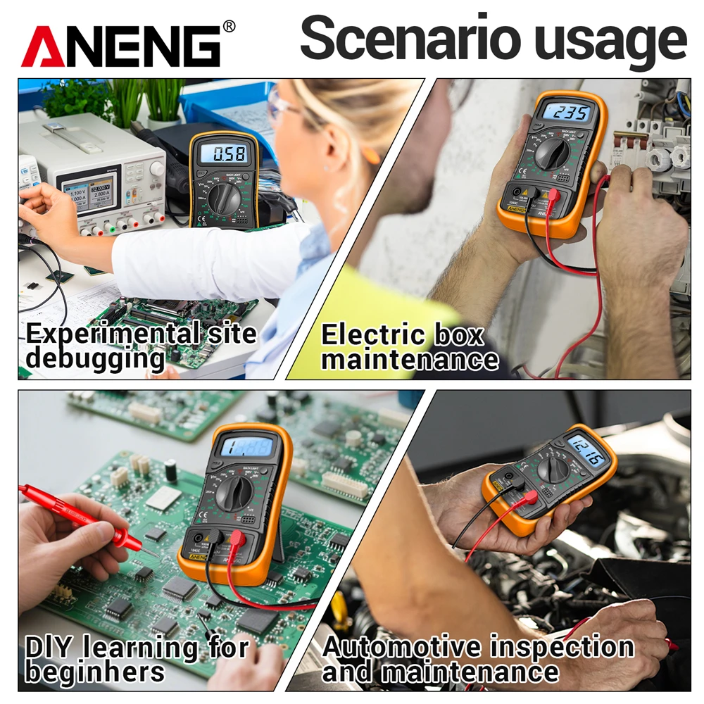 Multímetro digital profesional ANENG AN8205C medidor de voltaje CA/CC diodo de resistencia de corriente CC-40 ℃ ~1000 ℃   Probador de retroiluminación LCD - imagen 4