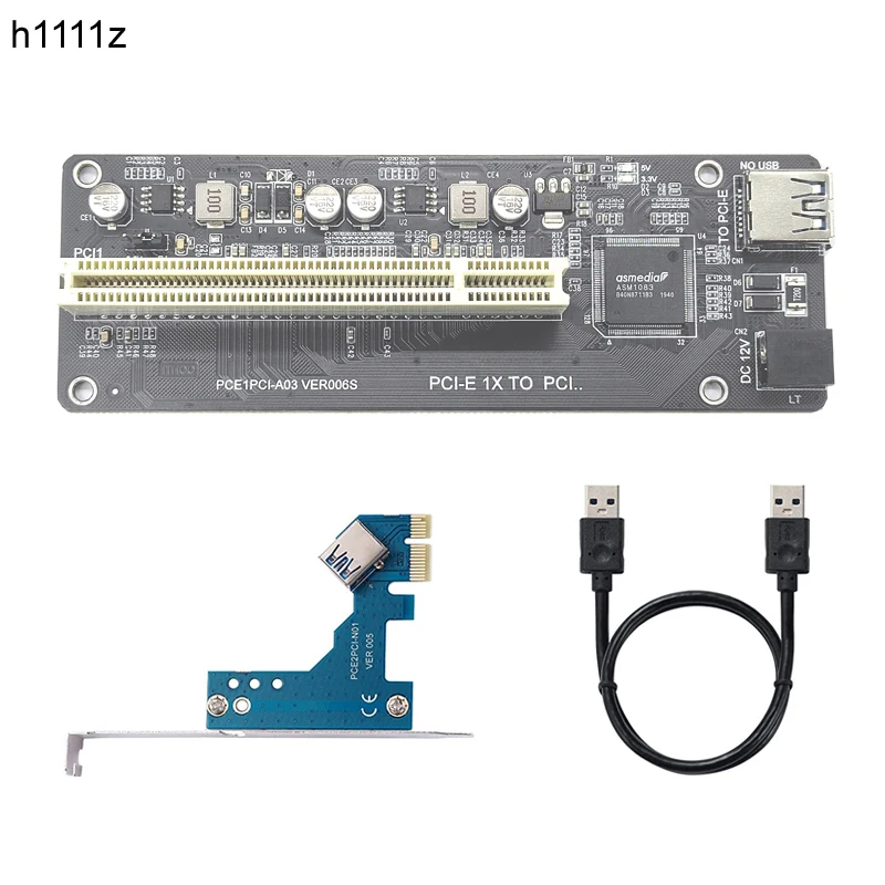 Convertidor de adaptador de alta eficiencia PCI E/NVME/Mini PCIE a PCI, tarjeta elevadora Dual PCI con Cable USB 3,0 para PC de escritorio, Chip ASM1083