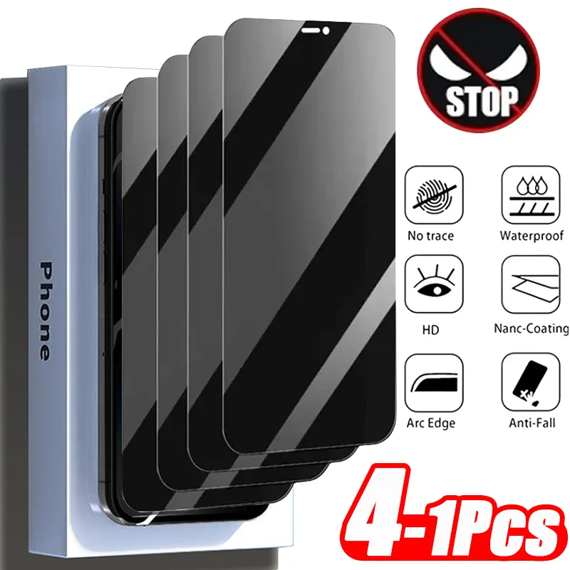 1/4 Uds vidrio antiespía para iPhone 17 16 13 11 12 15 14 Pro Max Protector de pantalla de privacidad vidrio templado para iPhone 16e XR XS Max - imagen 2