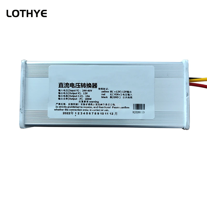 DC-DC-Convertidor de voltaje para vehículo eléctrico, convertidor de voltaje CC de 24V-60V, 36V-72V, 48V-120V a 12V, 15A, 180W - imagen 3