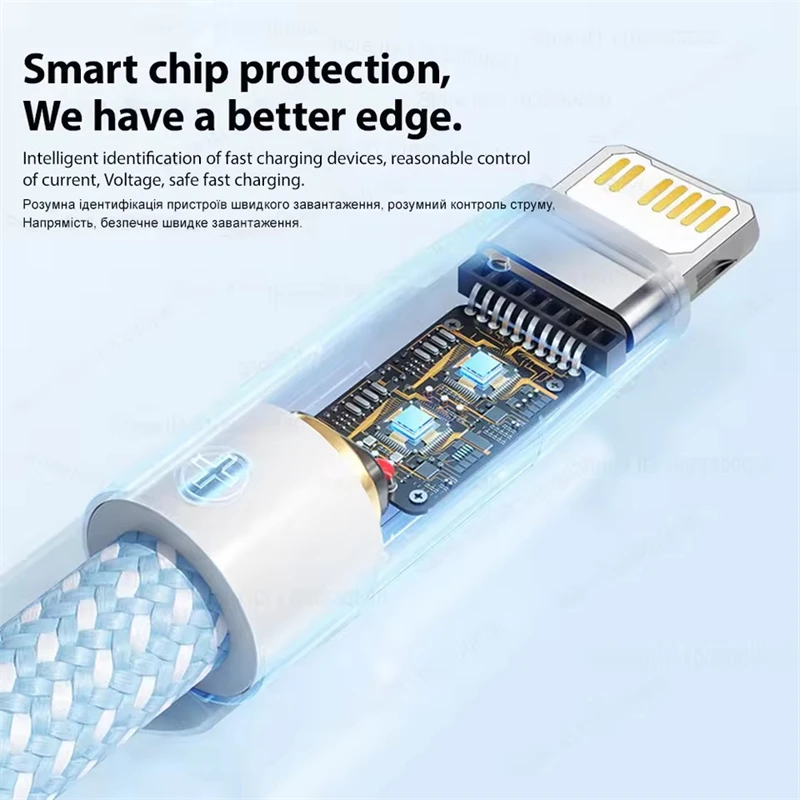 Cable cargador rápido trenzado PD 20W para iPhone 13 12 11 14 Pro Max X XR XS 7 8 Plus tipo C Cables de datos USB C de carga rápida 1m 2m - imagen 2