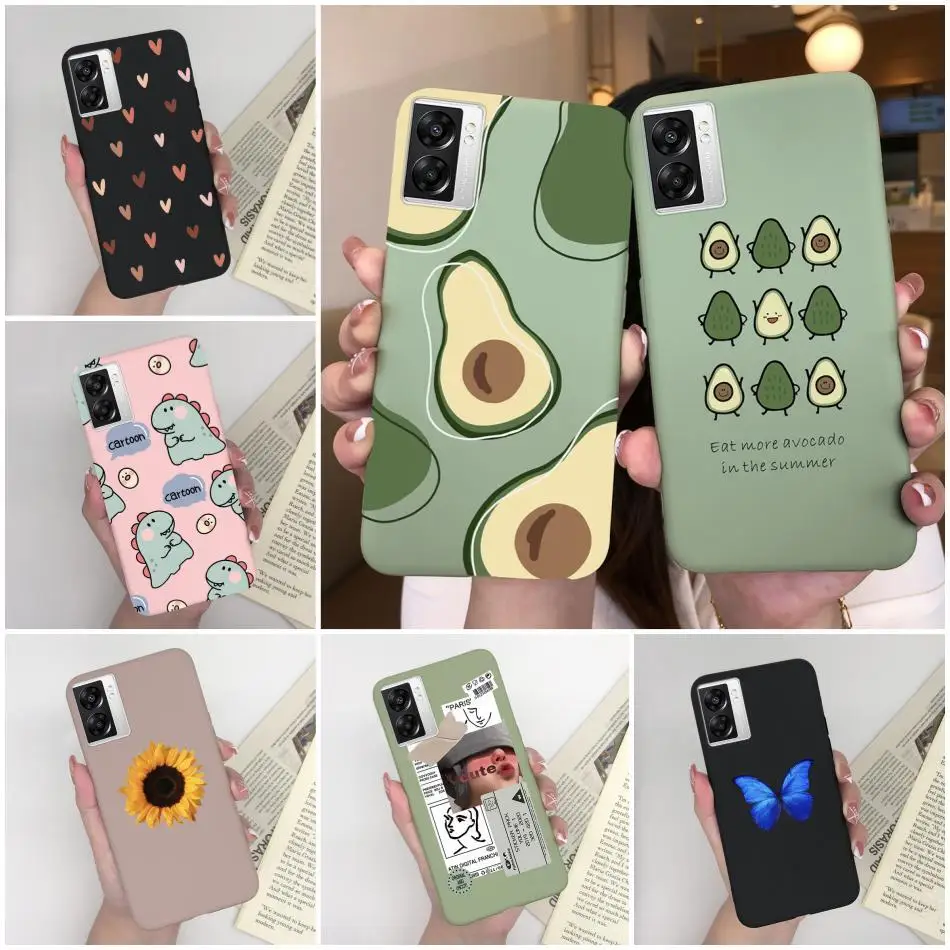 Para OPPO A57 4G funda bonita mariposa aguacate funda suave de silicona para OPPO A77 5G parachoques de moda para Realme V23 5G bolsas de teléfono