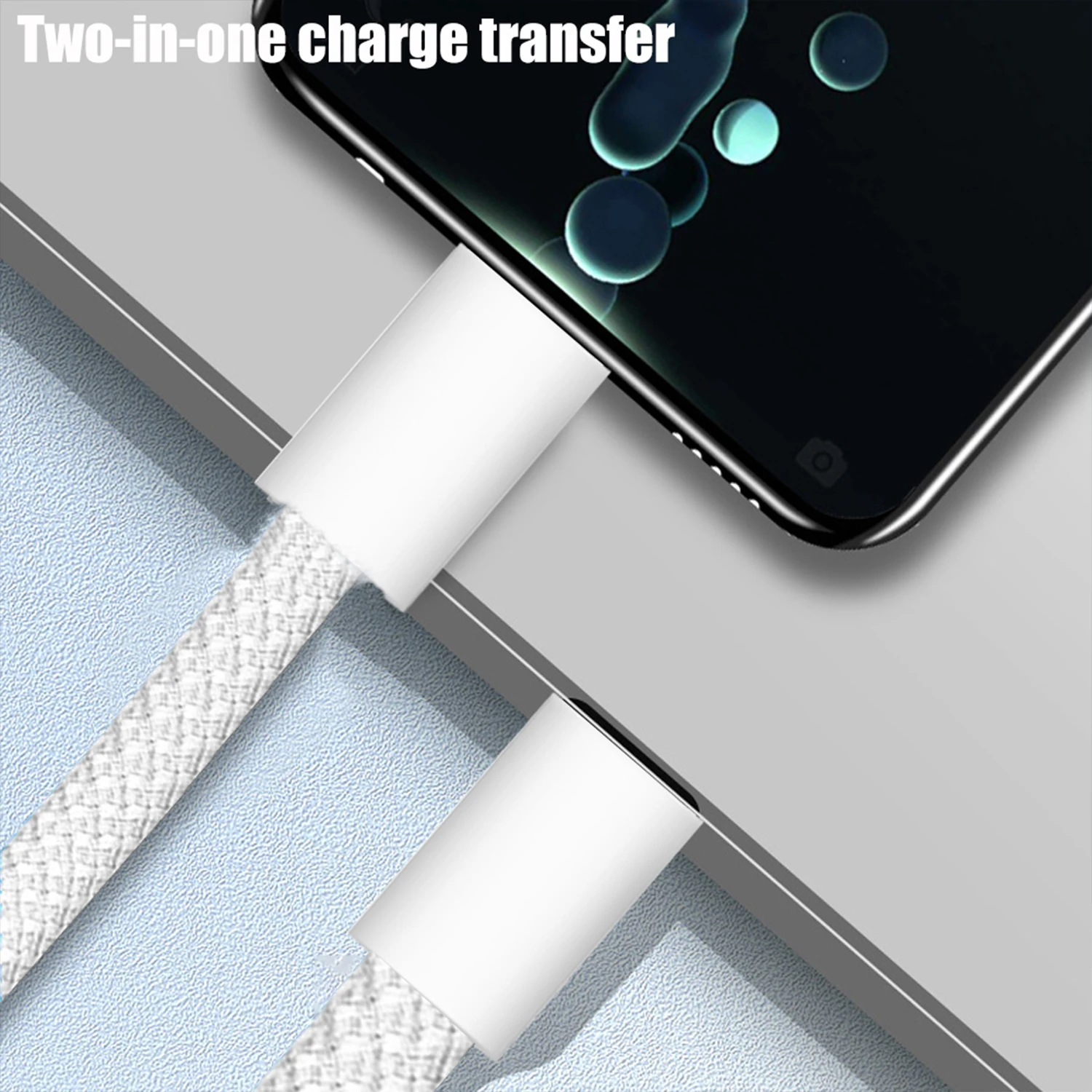 Cable trenzado doble tipo C de 100W, línea de carga rápida para iPhone 17 Air Pro MAX USB-C, Cable cargador de Cable de datos de carga rápida - imagen 3
