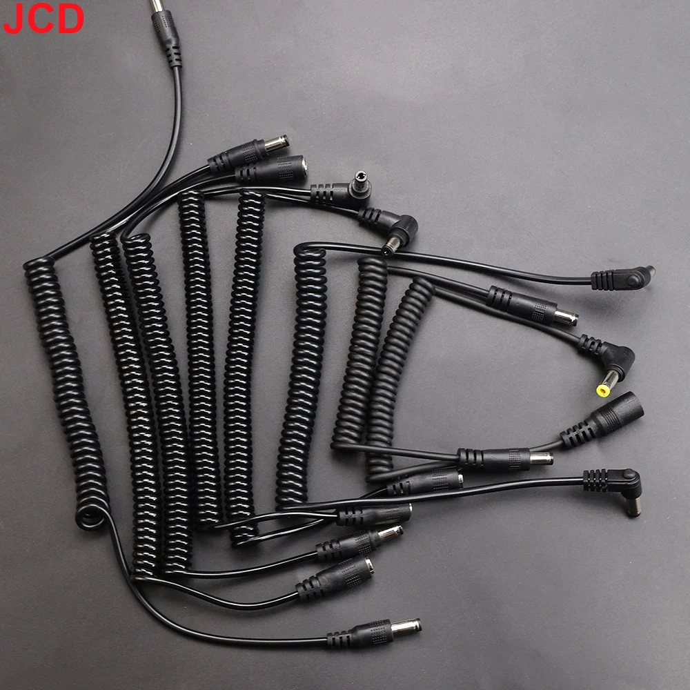 JCD 1 pieza DC 5,5mm x 2,1mm macho a hembra Cable en espiral de alimentación DC 5,5x2,5mm Cable de resorte de extensión para tira de LED CCTV - imagen 3