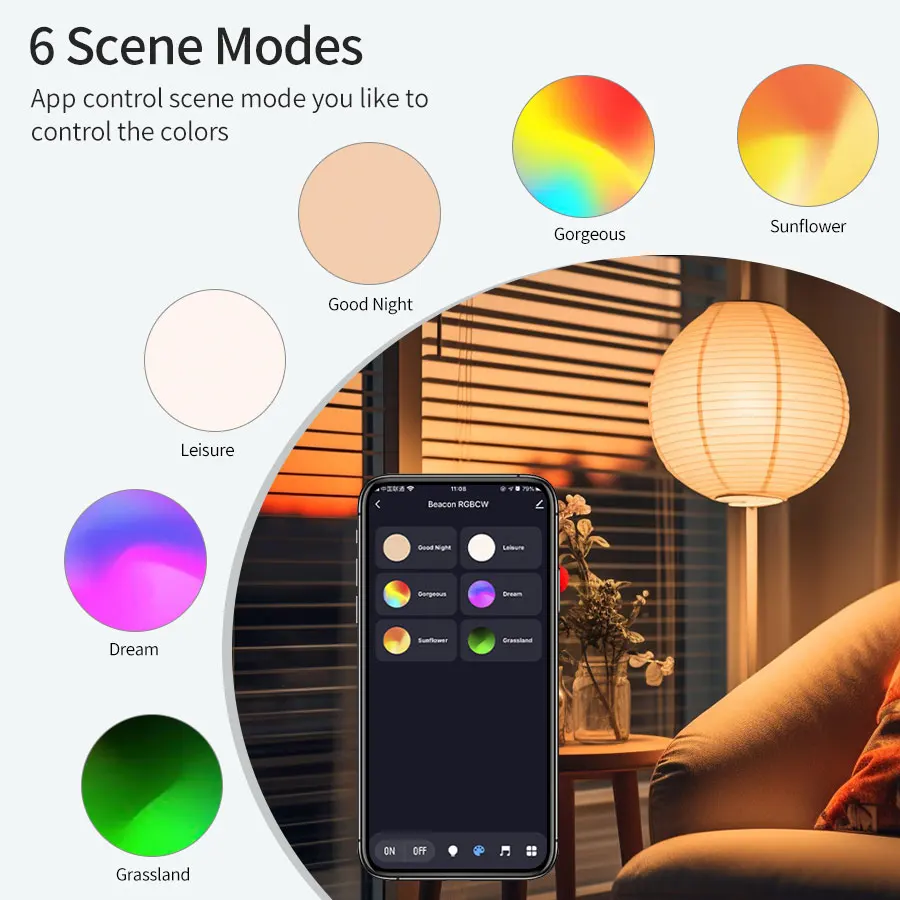 Bombilla LED inteligente con Bluetooth, CA 220V, 110V, Tuya, E27, 9W, RGB, Control por aplicación, lámpara regulable, función de temporizador, Color cambiable - imagen 5