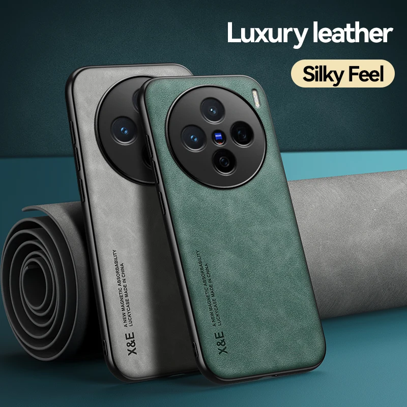 Funda de cuero de lujo para VIVO X200S X200 Pro mini 5G, Funda trasera para teléfono, Funda protectora magnética a prueba de golpes Magsafe - imagen 4