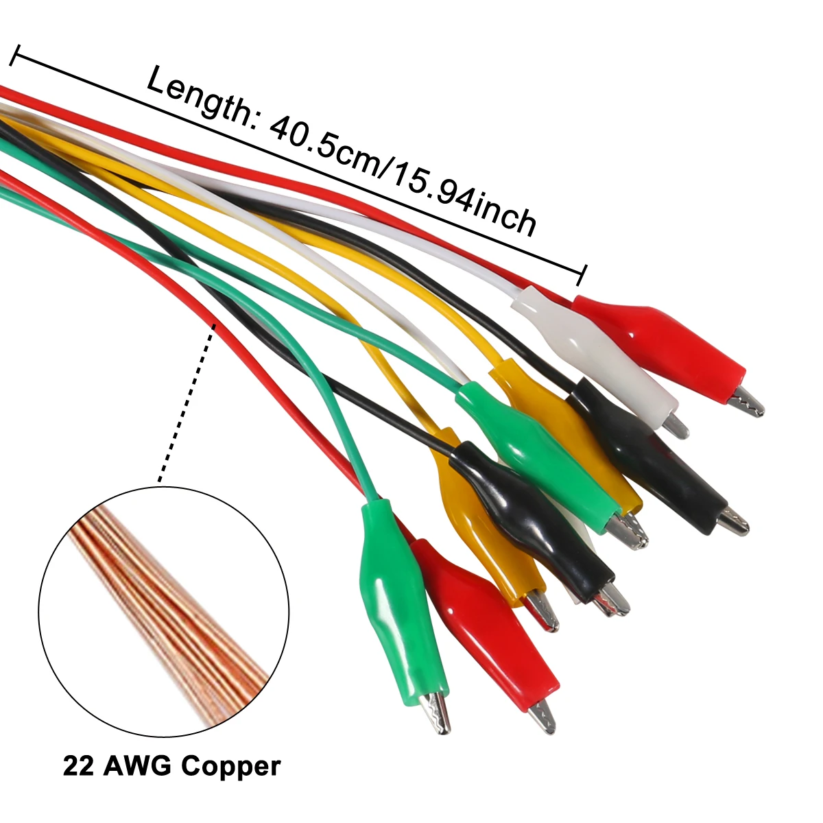 10 Uds. Pinzas de cocodrilo de 50cm Kit de cables de puente de 5 colores cables de prueba con Cable aislante de doble extremo para conexión de circuito eléctrico - imagen 3