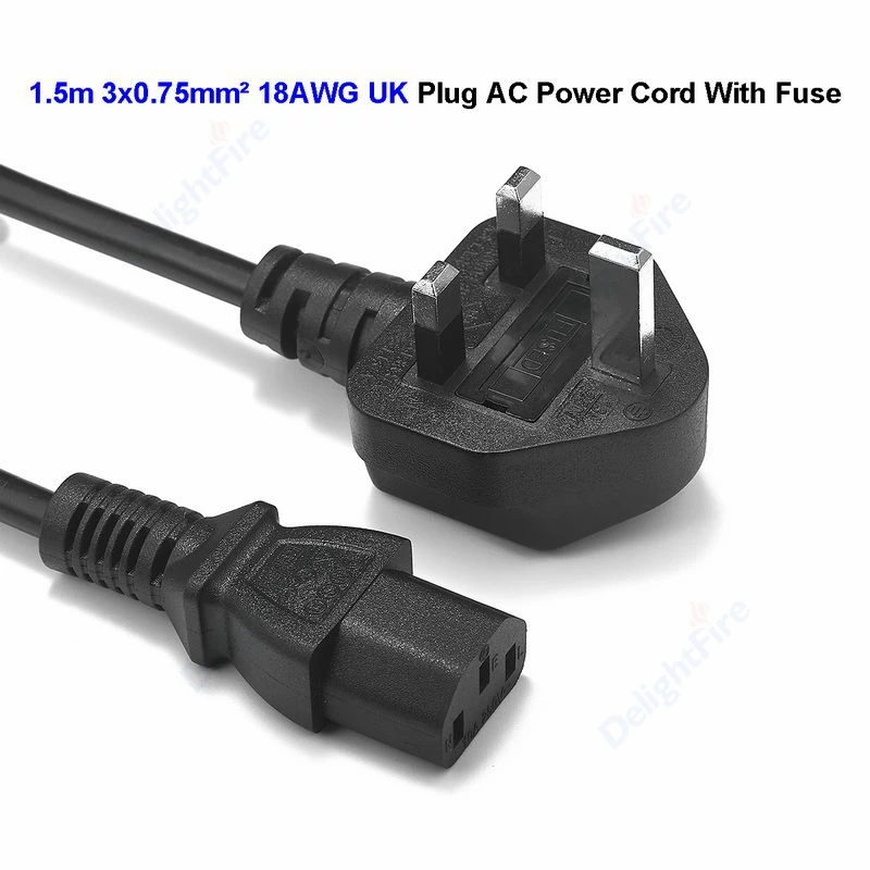 Cable de alimentación para Reino Unido y EE. UU., hervidor principal IEC C13, Cable de alimentación extensible de 1,5 m, 5 pies, 18AWG para ordenador de escritorio, Monitor, impresora 3D, TV LCD - imagen 2