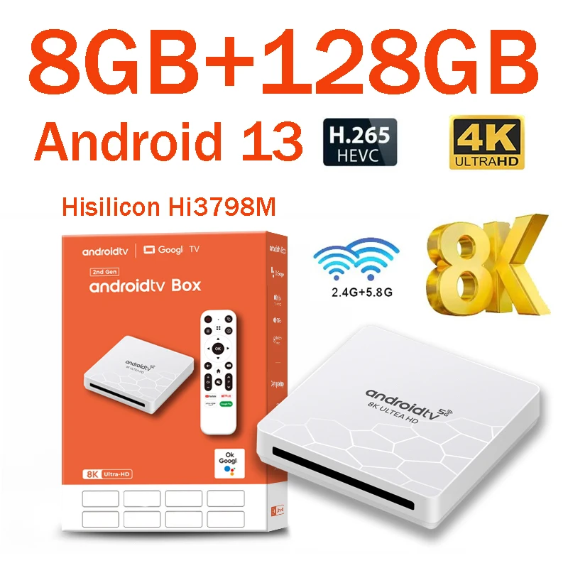 Q96 OHP 8K TV Box Hisilicon Hi3798M Android 13 Quad Core 8GB 128GB Soporte 8K 4K HD 4G 5G Dual Wifi6 OTA Smart Set Top Box IPTV