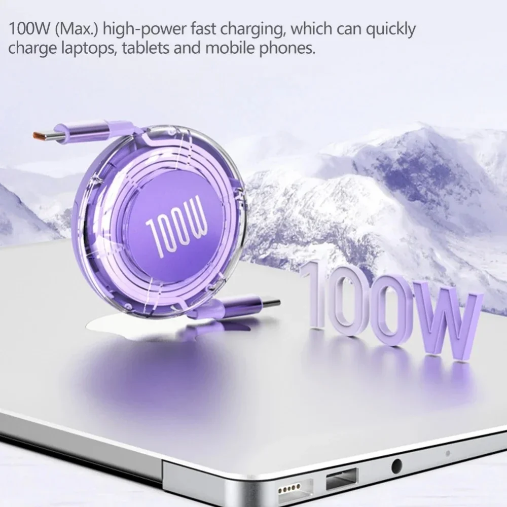 Cable retráctil de 100W tipo C a USB C Cable de teléfono de carga rápida para iPhone 15 Huawei Xiaomi MacBook iPad Cable de datos USB C - imagen 4