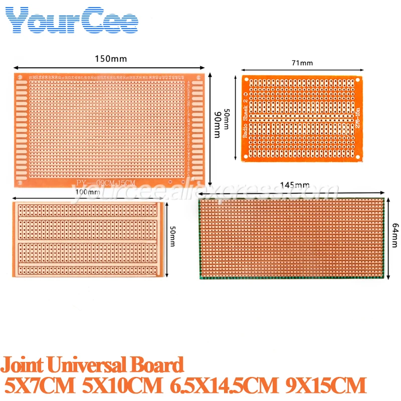 Placa de circuito de matriz de experimentos Universal, 5x7cm, 5x10cm, 6,5x114,5 cm, 9x15cm, agujero conectado, 5x7CM, prototipo de papel PCB, 2 uds./1 ud.