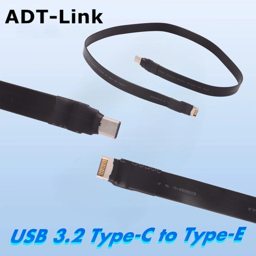 Cable de extensión de cinta plana de 20 pines, USB 3,2 Gen2x2 tipo C macho a tipo E macho, blindado interno, 20Gbps, placa base ITX/ATX, extensor A4