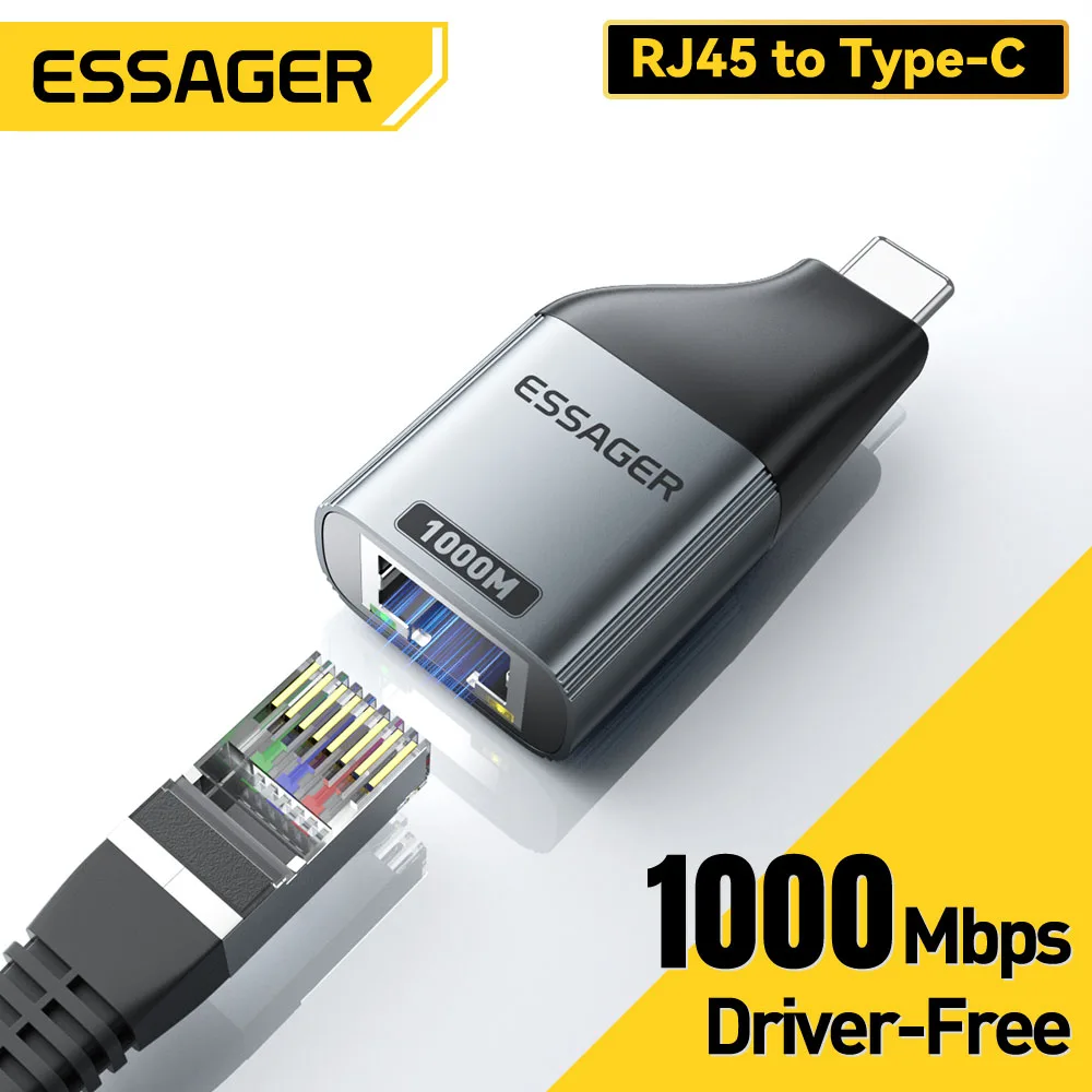 Adaptador USB-C a Ethernet Gigabit RJ45 para MacBook
