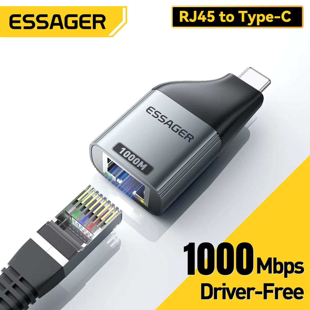 Adaptador USB-C a Ethernet Gigabit RJ45 para MacBook