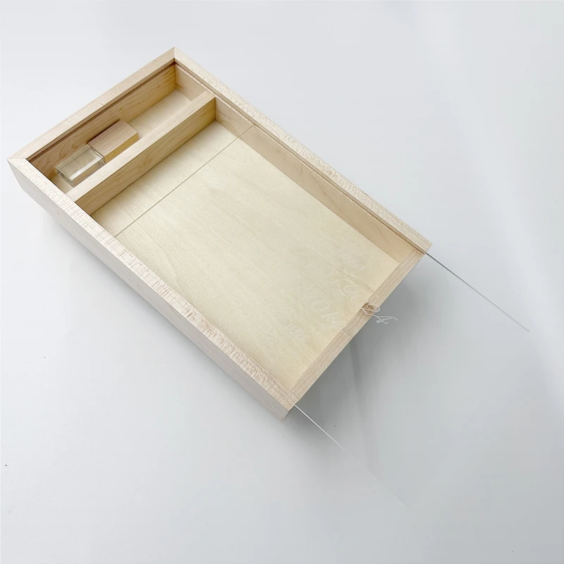 Caja de álbum de arce acrílico con logotipo grabado láser personalizado gratis (25*15,5 cm) + unidad Flash de alta velocidad USB3.0 de cristal 16GB 32GB 64GB 128GB - imagen 2