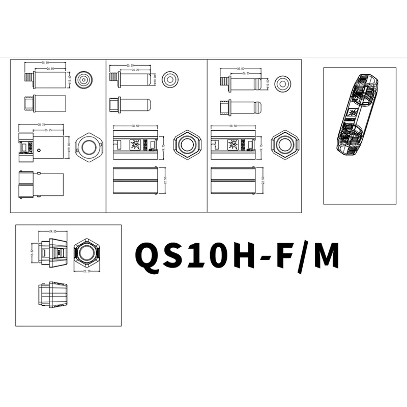 Conector antisalpicaduras 320A QS8H QS10H 60A-250A Terminal plateado QS12H enchufe de batería de litio modelo de avión de alta corriente - imagen 5