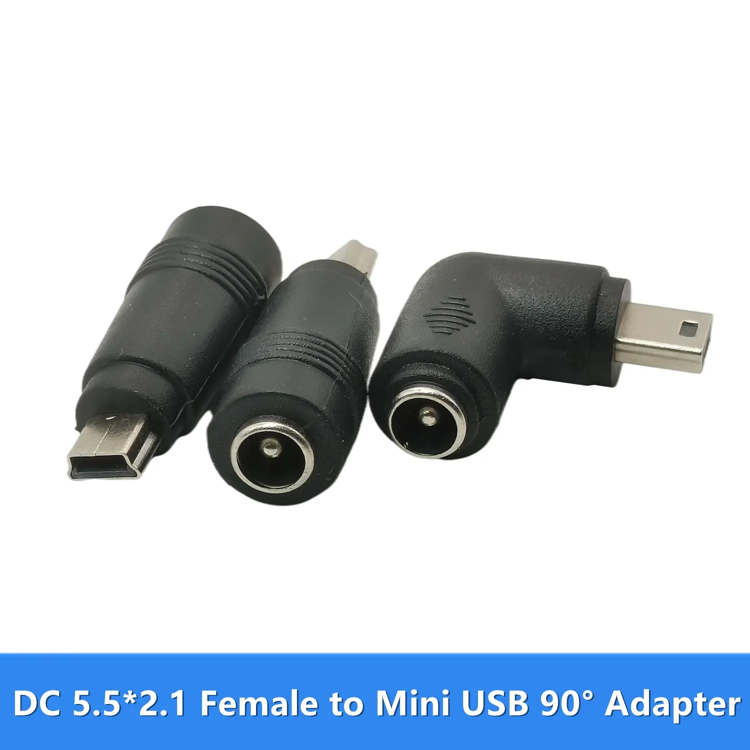 Adaptador de ángulo recto de 90 grados, conector JACK hembra a MINI USB macho de 5,5x2,1mm, CC de 5,5x2,1mm a conector V3 para reproductor MP3, MP4, DVR, GPS para coche